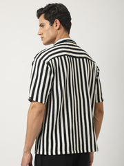 Waffle Flatknit Cotton White Half Sleeve Shirt