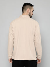 Brooklyn Beige Solid Full Sleeve Polo T-Shirt
