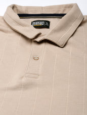 Brooklyn Beige Solid Full Sleeve Polo T-Shirt