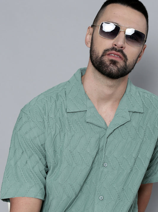 Creased Hunter Green Half Sleeve Shirt