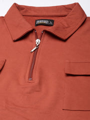 Cargo Pocket Rust Polo T-Shirt