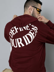 Burgundy Loose fit Full Sleeve Sweatshirt