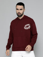 Burgundy Loose fit Full Sleeve Sweatshirt
