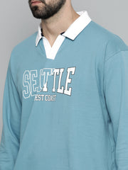 Seattle Denim Blue Full Sleeve Polo T-Shirt