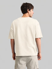 Brooklyn Embroidery Cream Half Sleeve T-Shirt