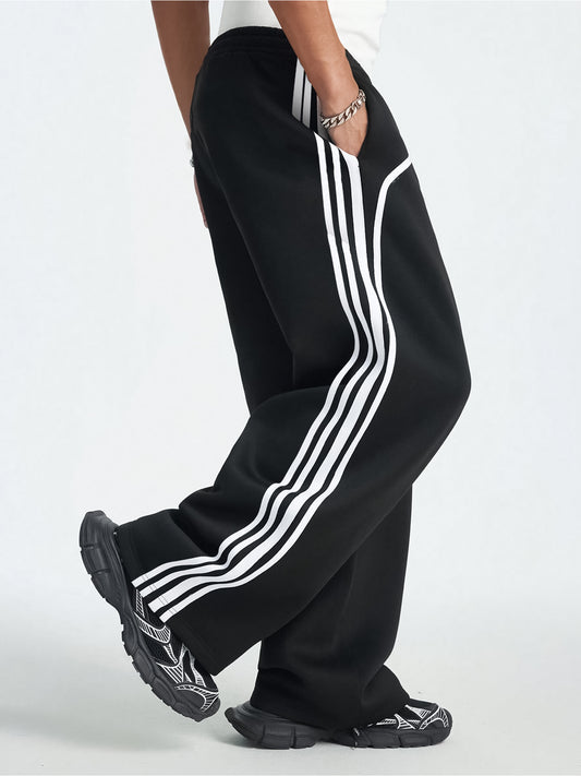 Baggy Fit Side Tapped Black Pant