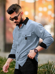 Brooklyn Knit Light Grey Full Sleeve Shirt