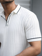 Golfknit White Flatknit Half Sleeve Polo T-Shirt