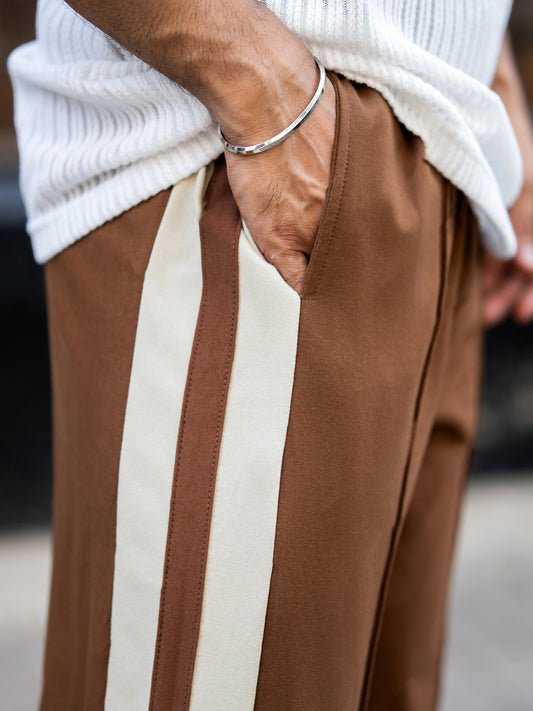Pleat Dualtape Brown Trackpant