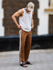 Pleat Dualtape Brown Trackpant