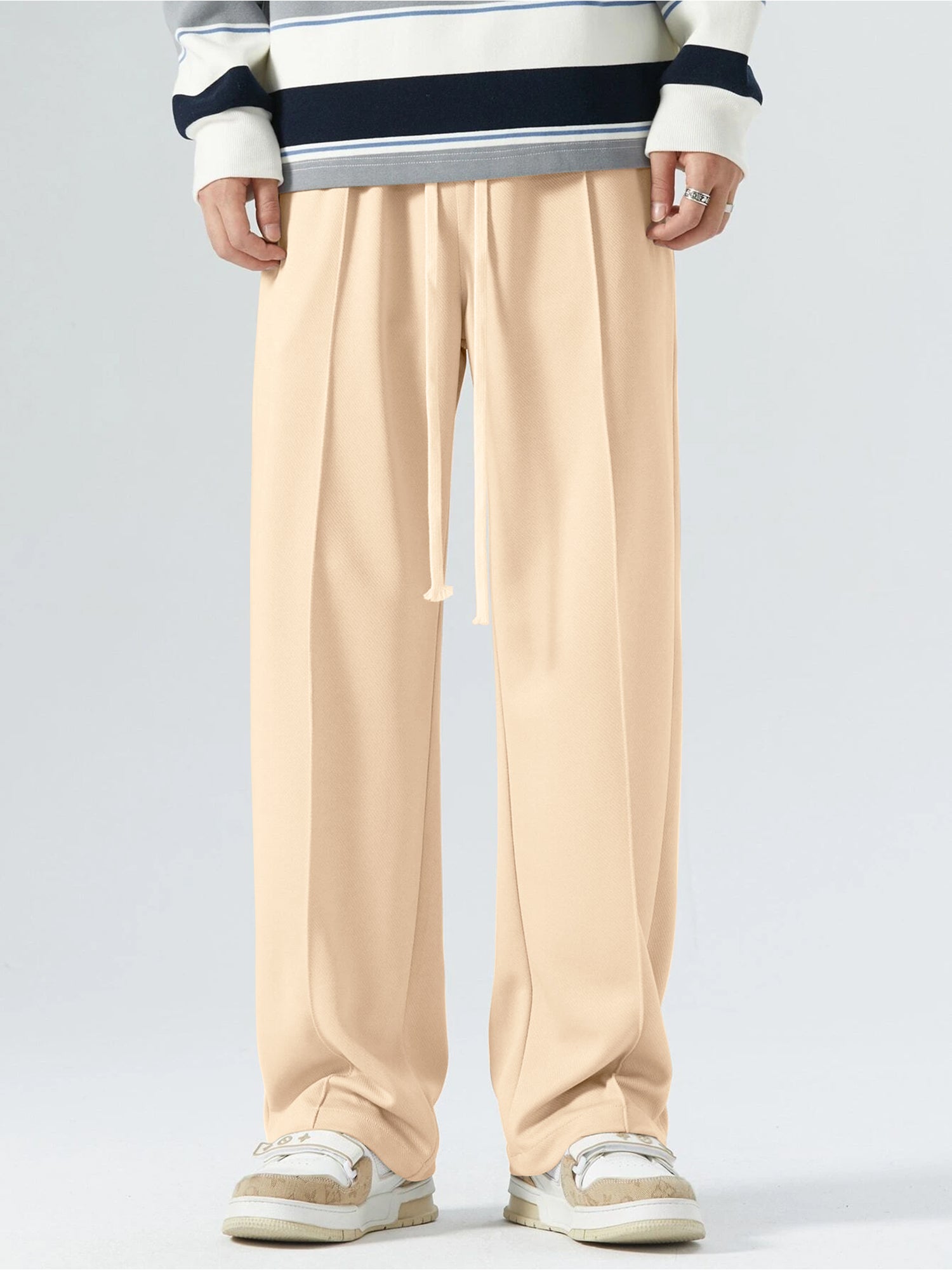 Baggy Fit Cream Pleat Pant