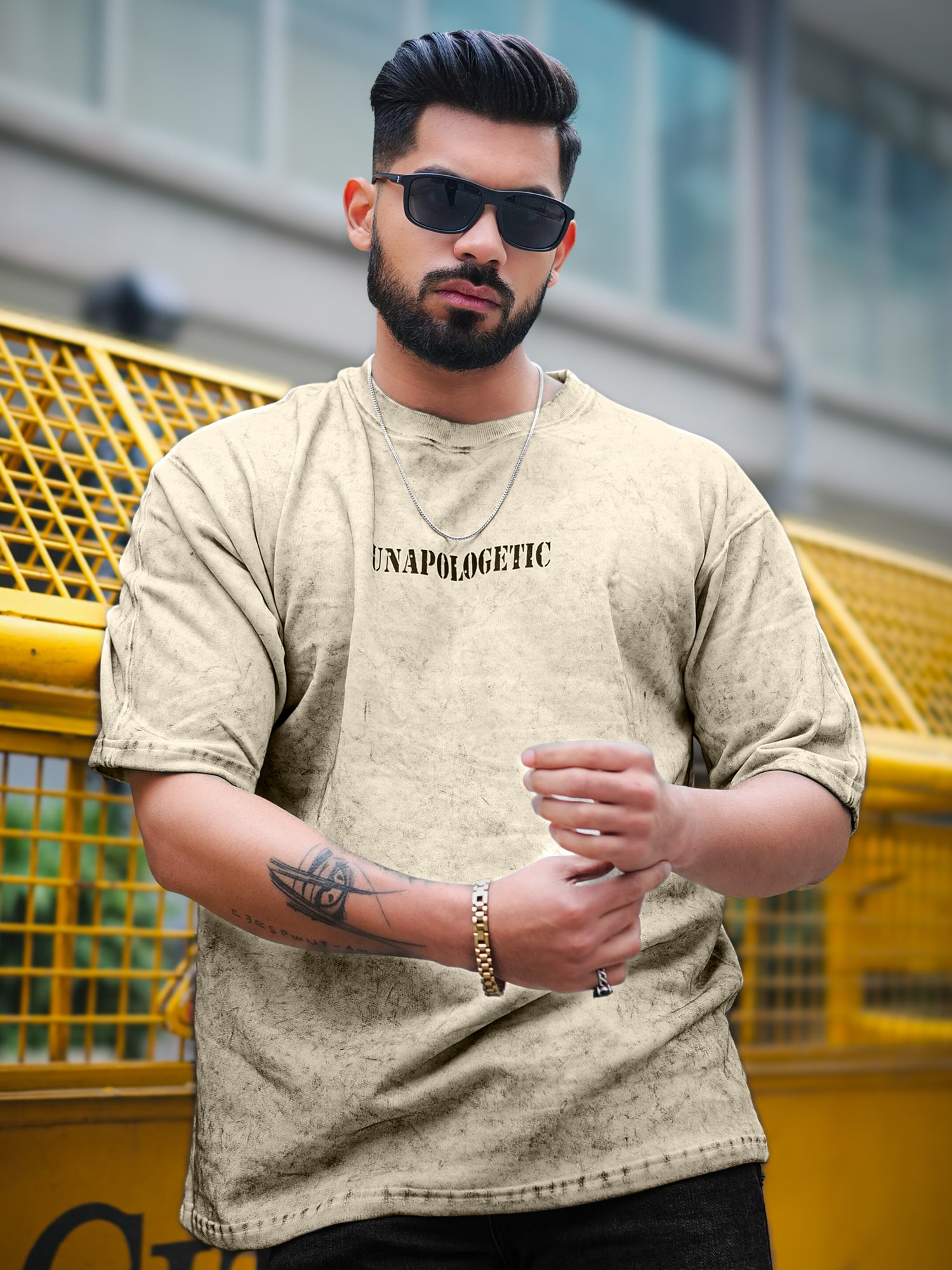 Vintage Hand Print Half white T-Shirt