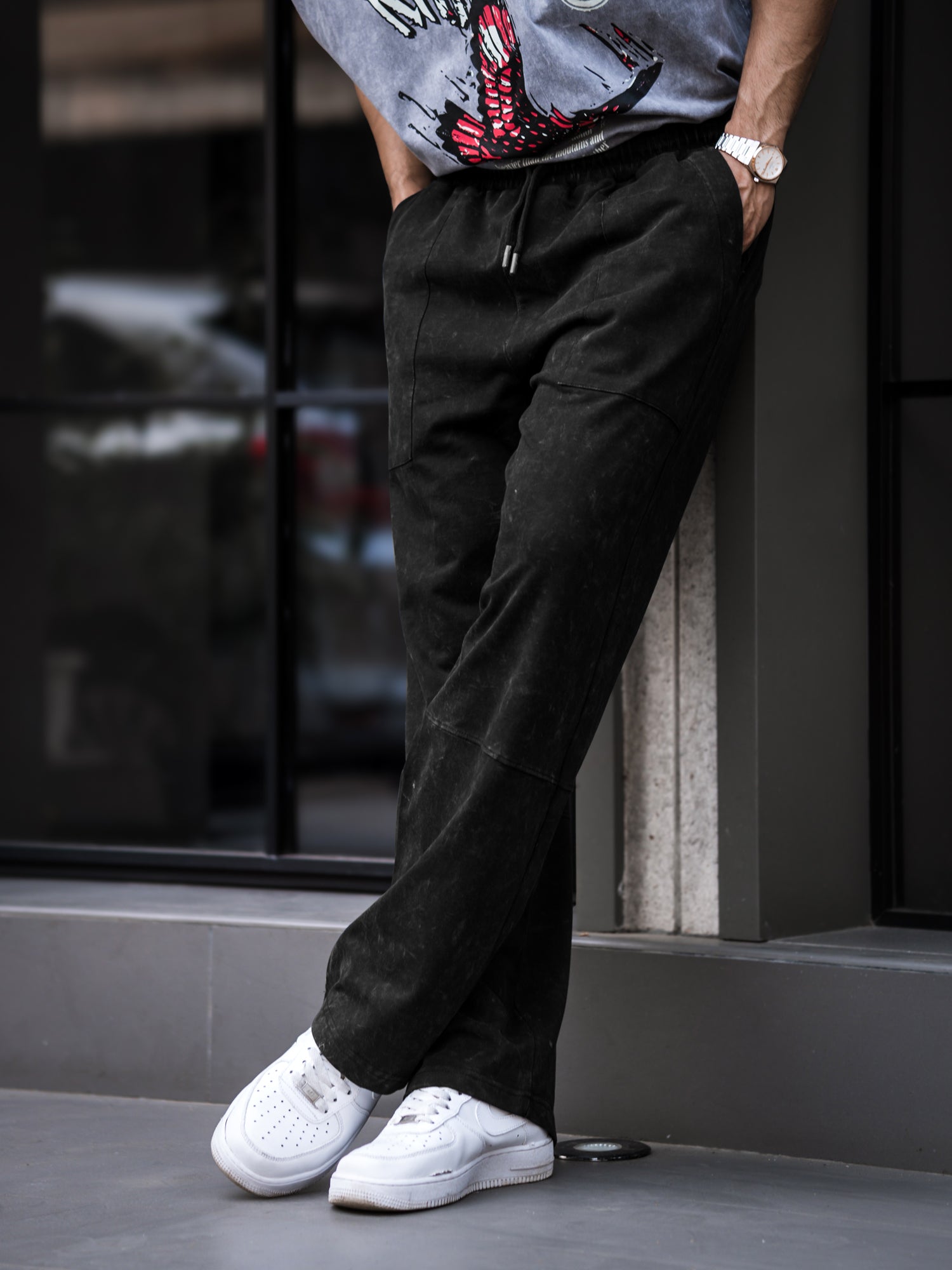 Optic Acid Wash Black Baggy Fit Pant