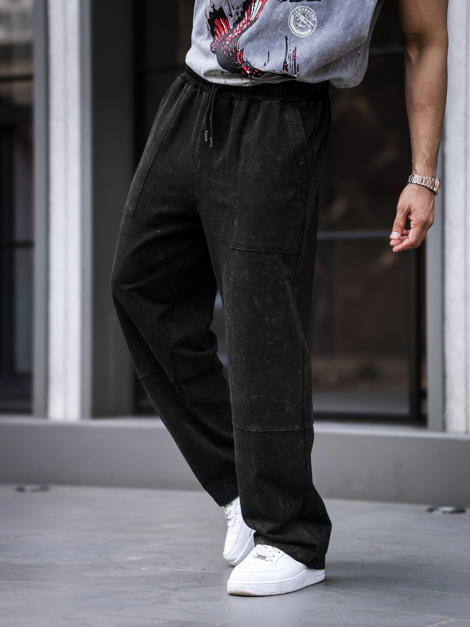 Optic Acid Wash Black Baggy Fit Pant