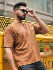 Vintage Acid Wash Brown Half Sleeve T-Shirt