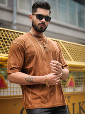Brush stroke Brown Half Sleeve Tshirt