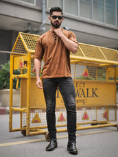 Brush stroke Brown Half Sleeve Tshirt