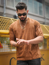 Brush stroke Brown Half Sleeve Tshirt