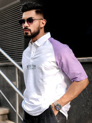 Boston Purple White Half Sleeve Polo T-Shirt