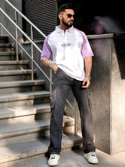 Boston Purple White Half Sleeve Polo T-Shirt