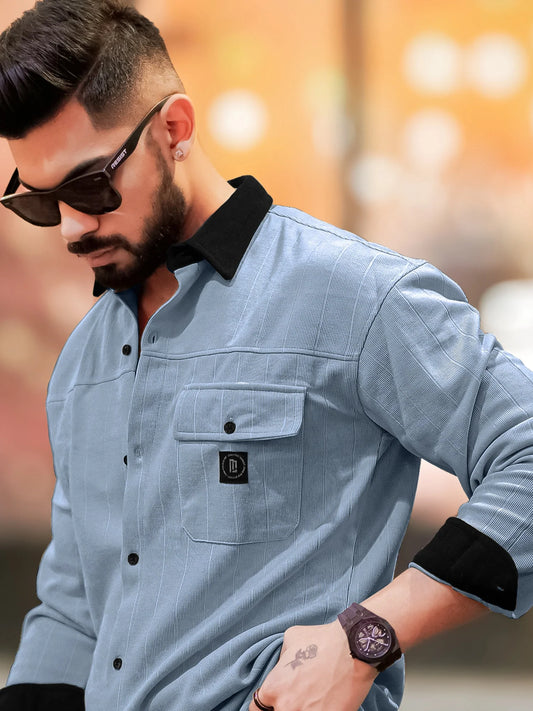 Brooklyn Knit Light Grey Full Sleeve Shirt