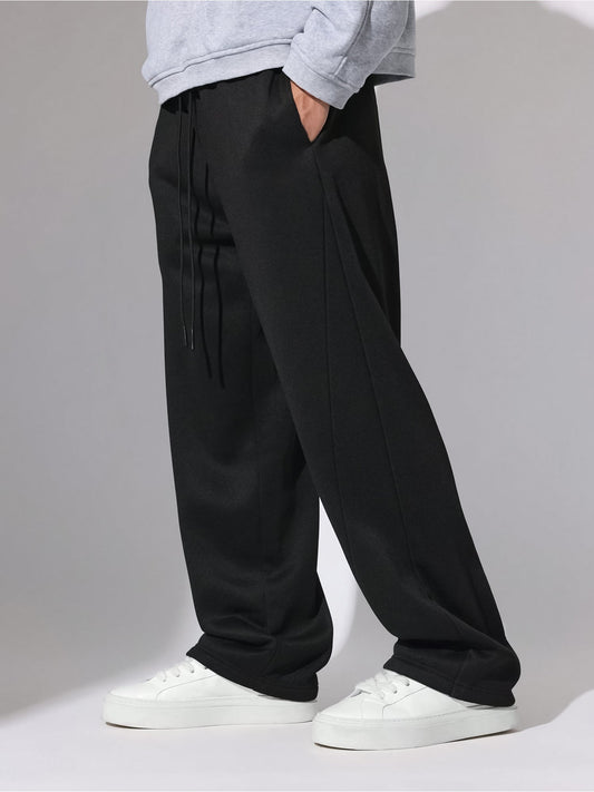 Double Pintuck Black Baggy Fit Pant