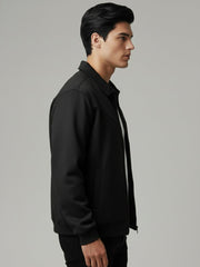 V Panel Black Full Sleeve Shacket