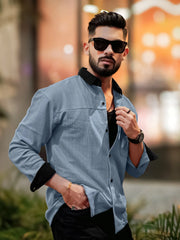 Brooklyn Knit Light Grey Full Sleeve Shirt
