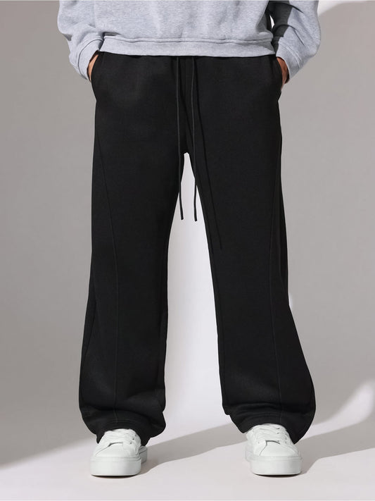Double Pintuck Black Baggy Fit Pant