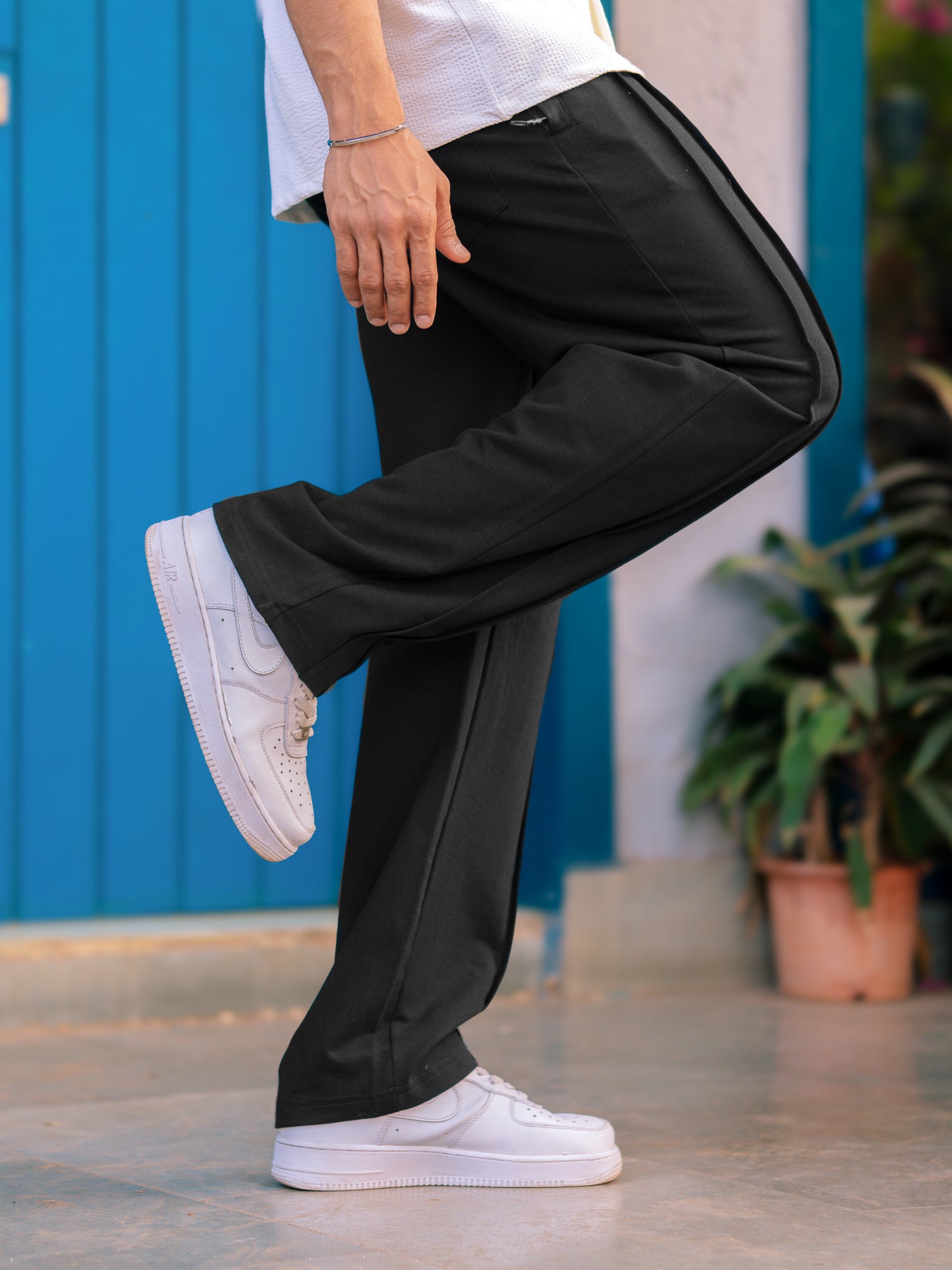 Two Pleat Black Baggy Fit Pant