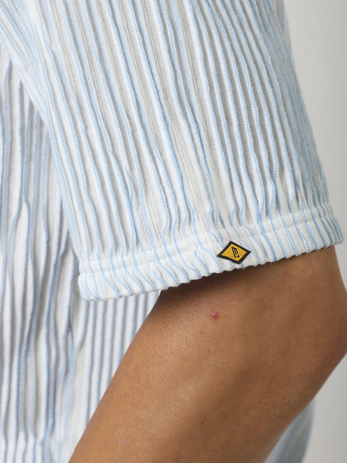 Sky blue half sleeve crochet skyblue shirt for men - view 2