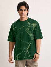 Strom Spray Print Green Half Sleeve T-Shirt