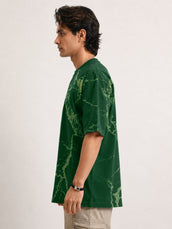 Strom Spray Print Green Half Sleeve T-Shirt