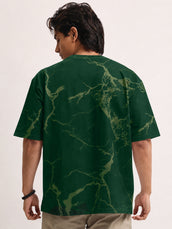 Strom Spray Print Green Half Sleeve T-Shirt