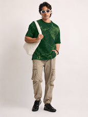 Strom Spray Print Green Half Sleeve T-Shirt