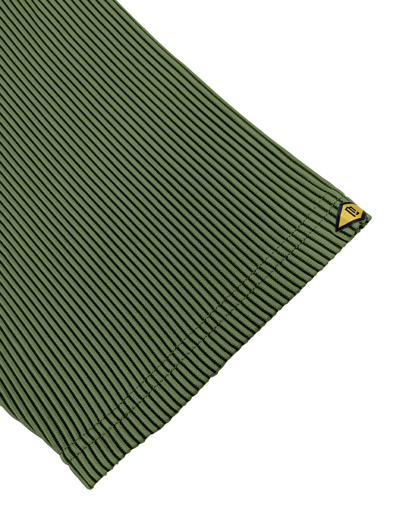 Stripe Textured Olive Half Sleeve Shirt