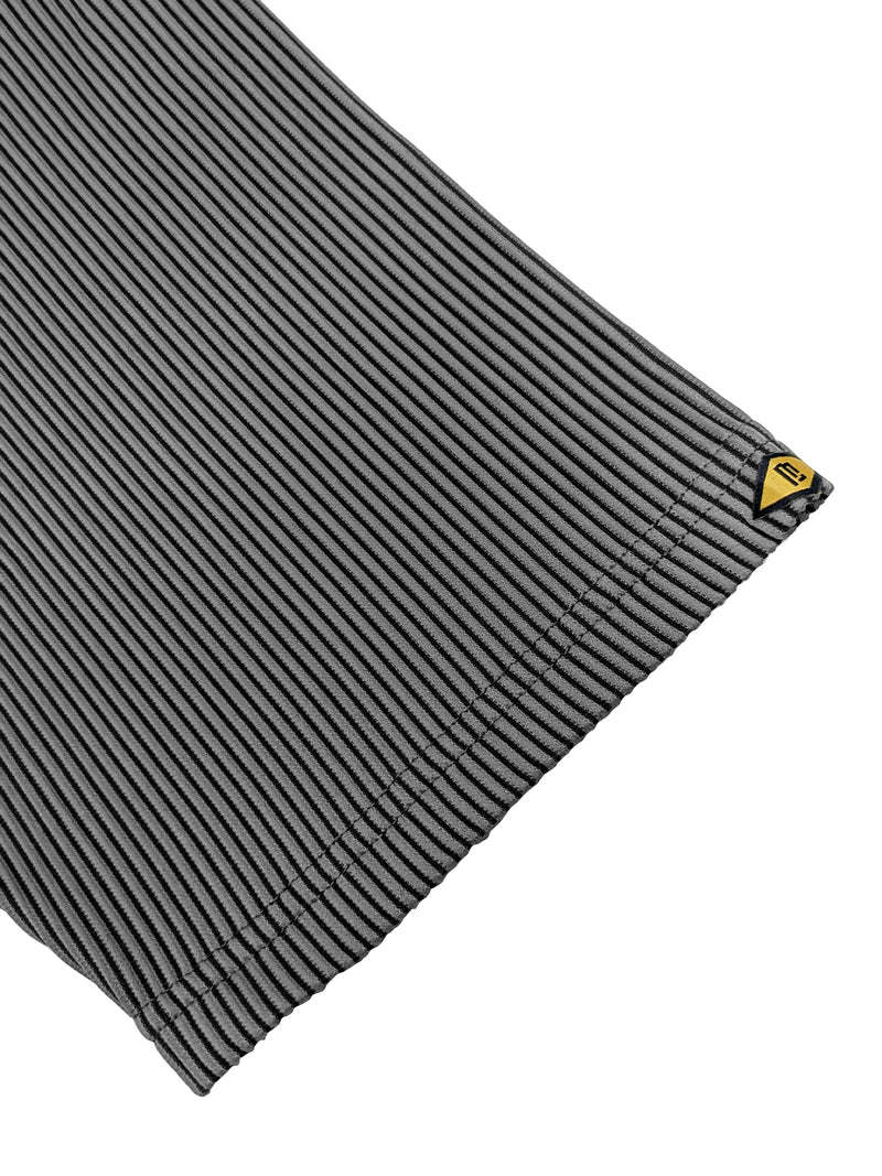 Stripe Textured Grey Half Sleeve Shirt