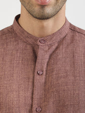 Self Jacquard Brown Full Sleeve Shirt