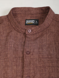 Self Jacquard Brown Full Sleeve Shirt