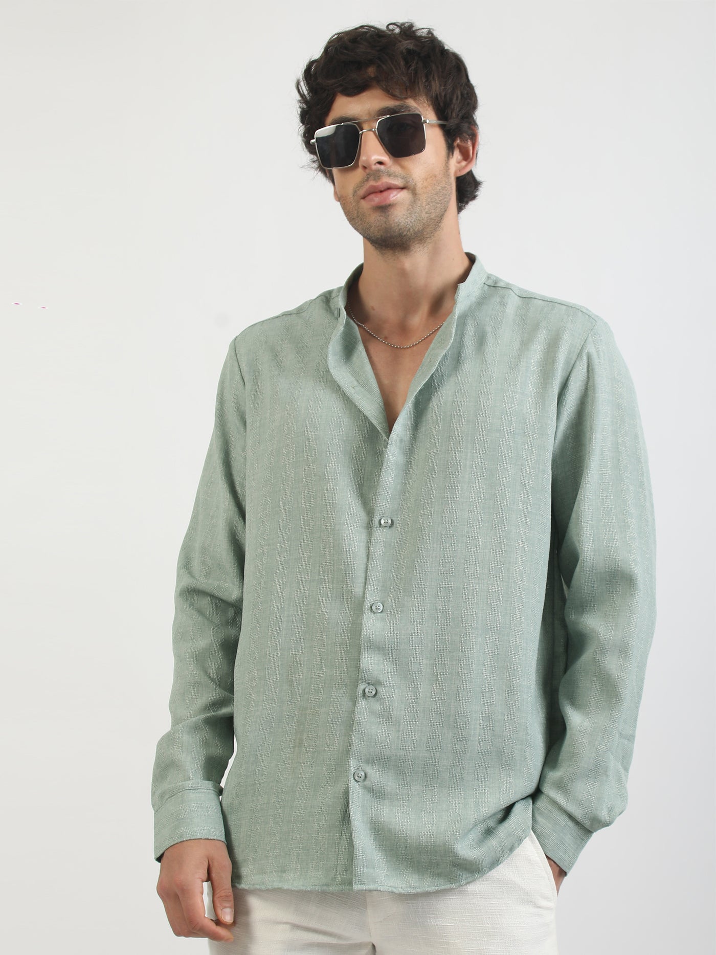 Self Jacquard Pista Full Sleeve Shirt