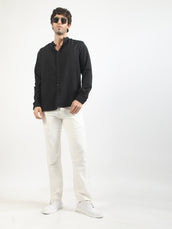 Self Jacquard Black Full Sleeve Shirt