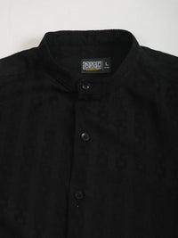 Self Jacquard Black Full Sleeve Shirt