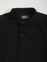 Self Jacquard Black Full Sleeve Shirt