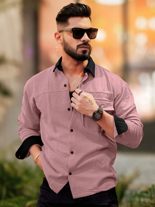 Brooklyn Knit Pink Full Sleeve Shirt