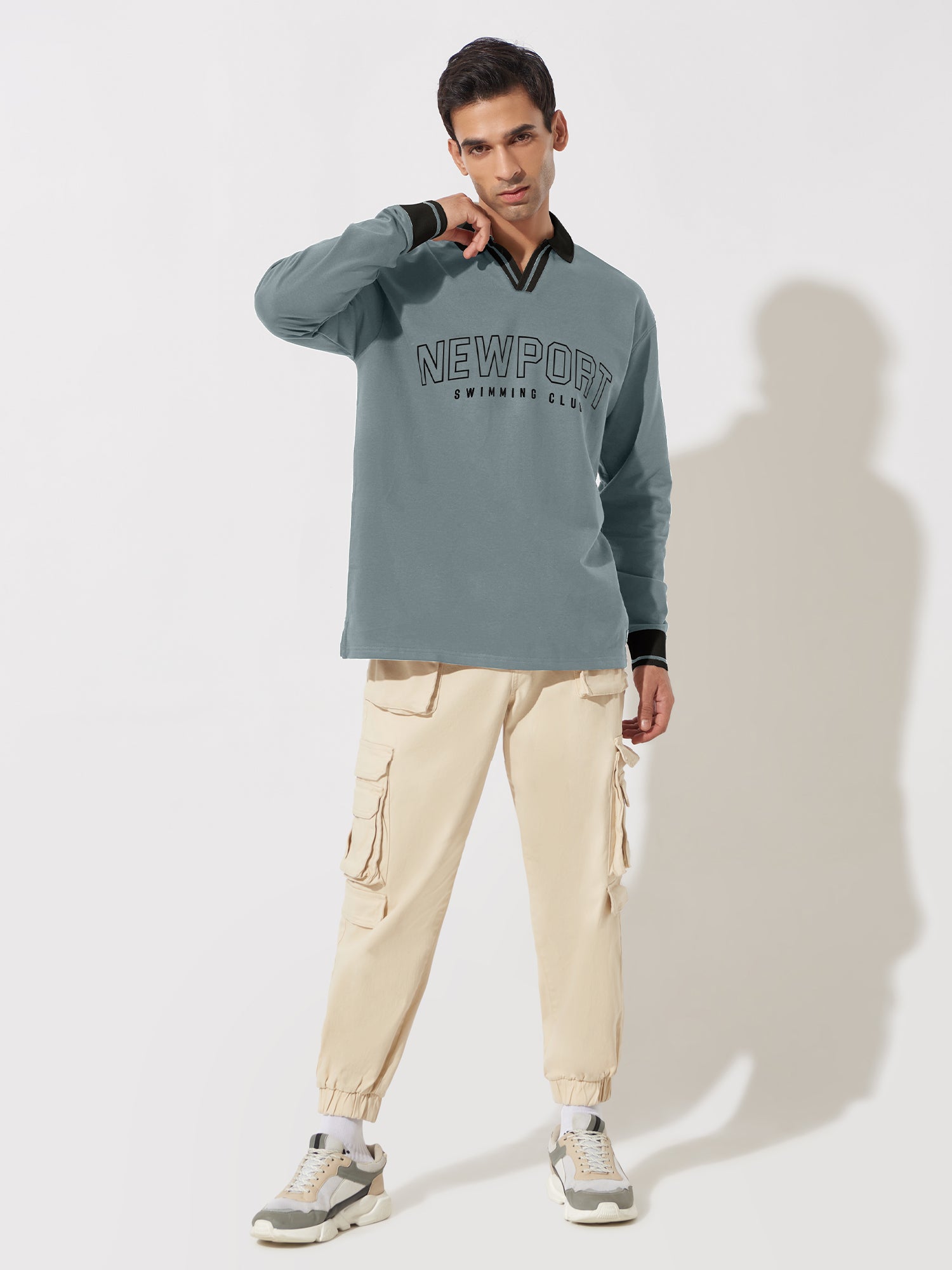 Newport Light Grey Oversized Polo T-Shirt