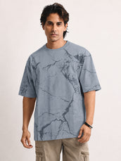 Strom Spray Print Light Grey Half Sleeve T-Shirt