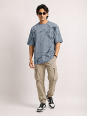 Strom Spray Print Light Grey Half Sleeve T-Shirt