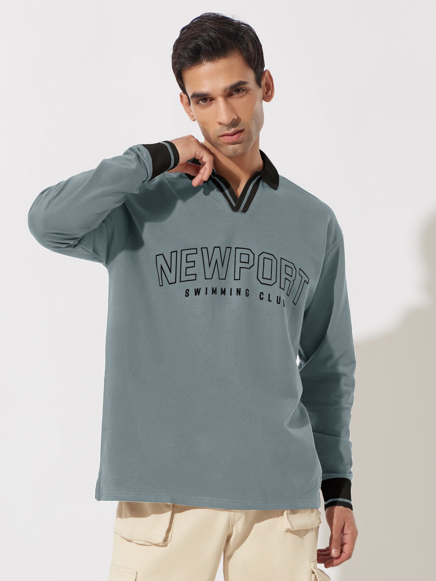 Newport Light Grey Oversized Polo T-Shirt