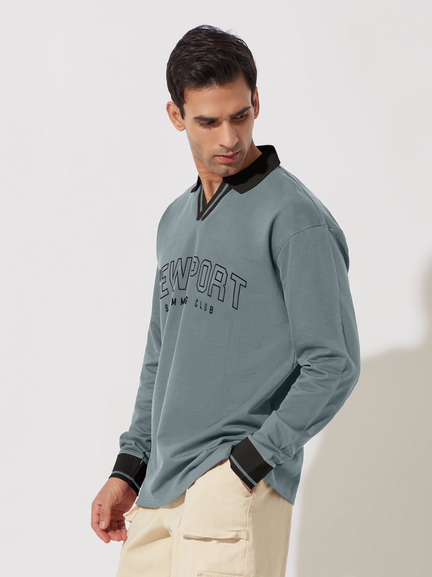 Newport Light Grey Oversized Polo T-Shirt