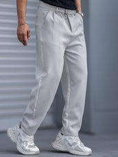 Korean Light Grey Belted Trouser
